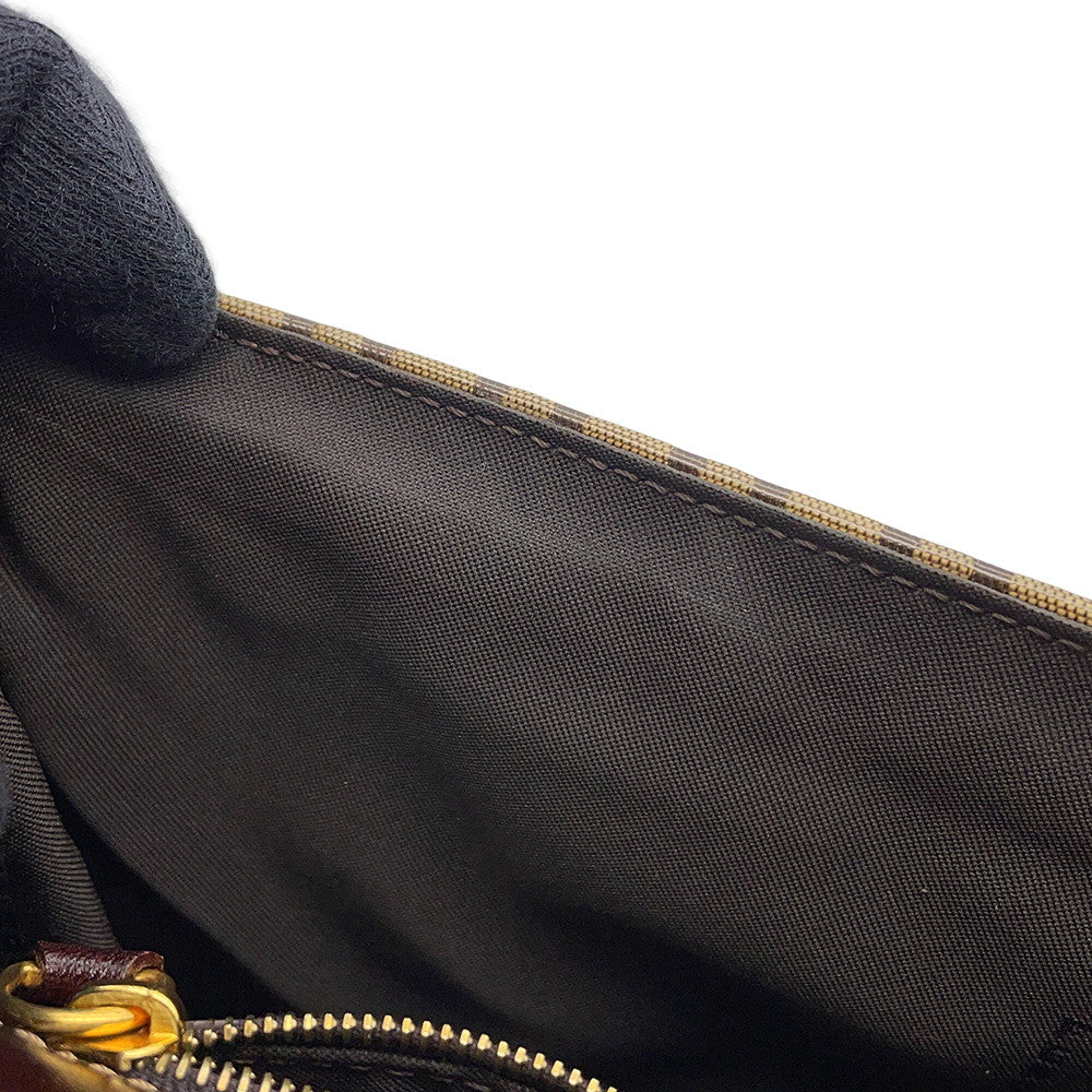 FENDI Zucchino Shoulder Bag Beige/Brown Enamel