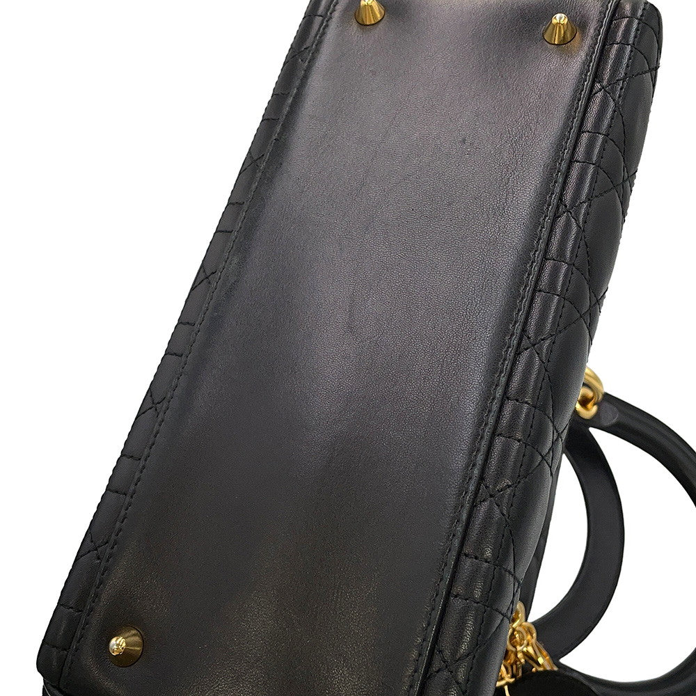 Dior Lady Dior 2WAYBag Black Leather Size Medium
