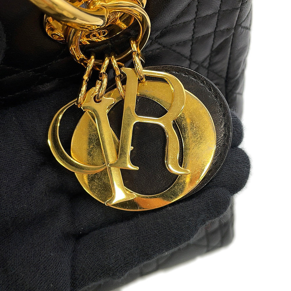 Dior Lady Dior 2WAYBag Black Leather Size Medium