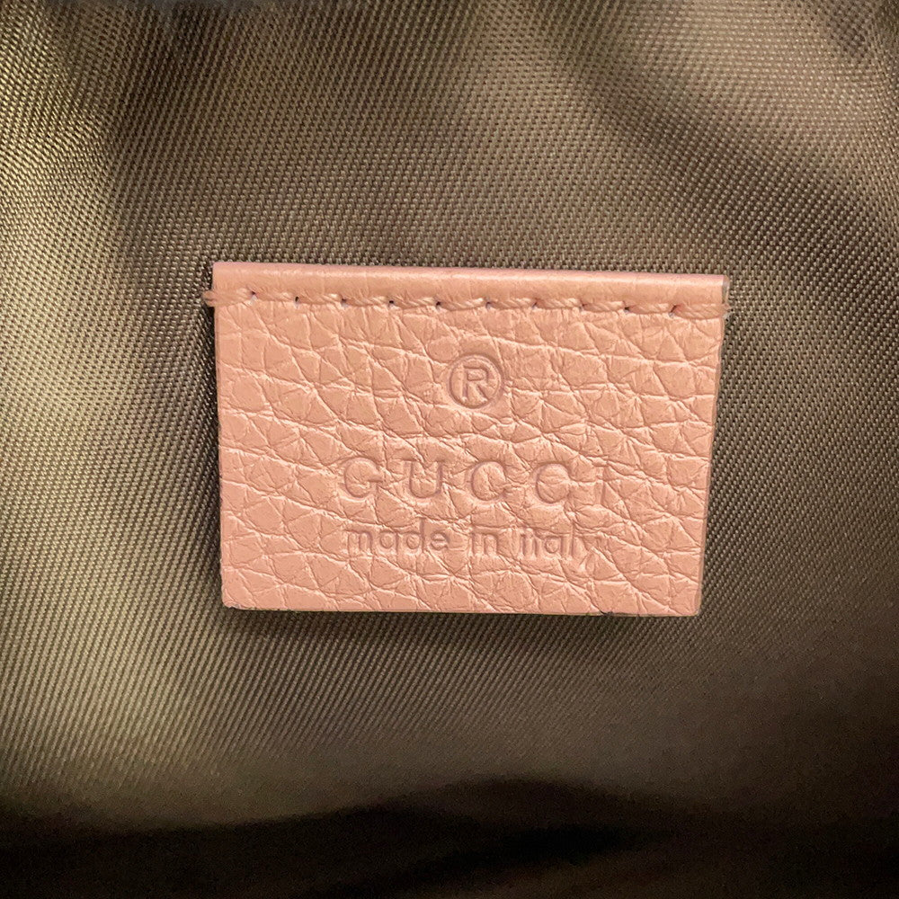 GUCCI Animalier Clutch Bag Bee Pink/Brown460187 Leather