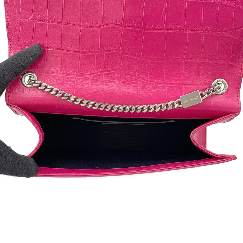 SAINT LAURENT PARIS Kate Tassel ChainShoulder Bag Pink354119 Croco embossed leather