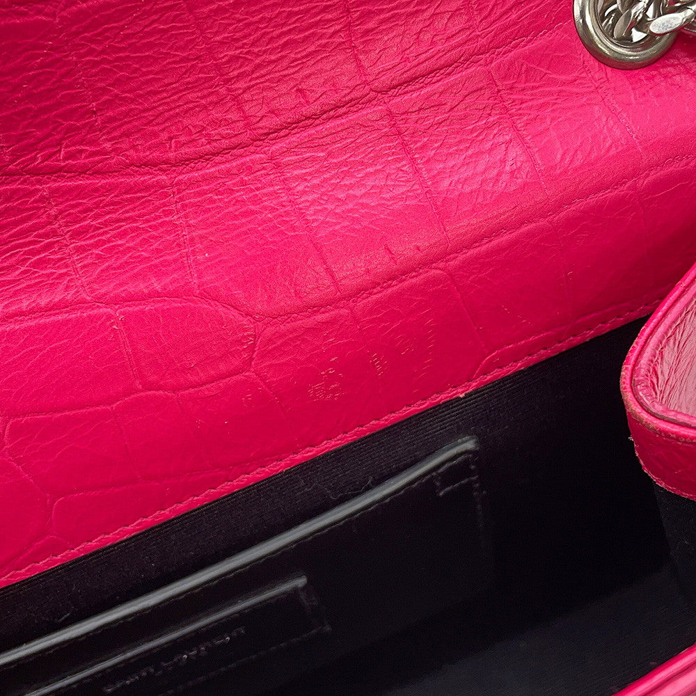 SAINT LAURENT PARIS Kate Tassel ChainShoulder Bag Pink354119 Croco embossed leather