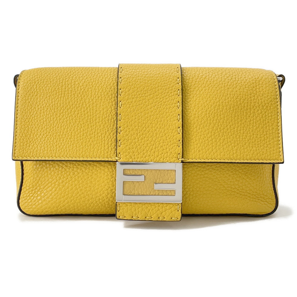 FENDI Selleria Baguette for Men Waist Bag Yellow/Black7VA472 Leather