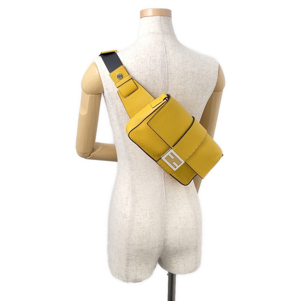FENDI Selleria Baguette for Men Waist Bag Yellow/Black7VA472 Leather