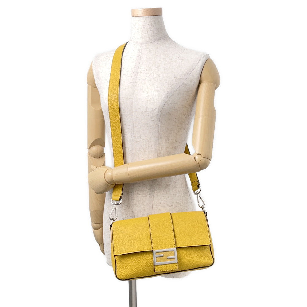 FENDI Selleria Baguette for Men Waist Bag Yellow/Black7VA472 Leather