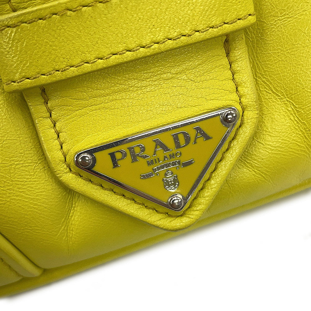 PRADA Moon 2WAYHandbag Yellow1BA381 Leather