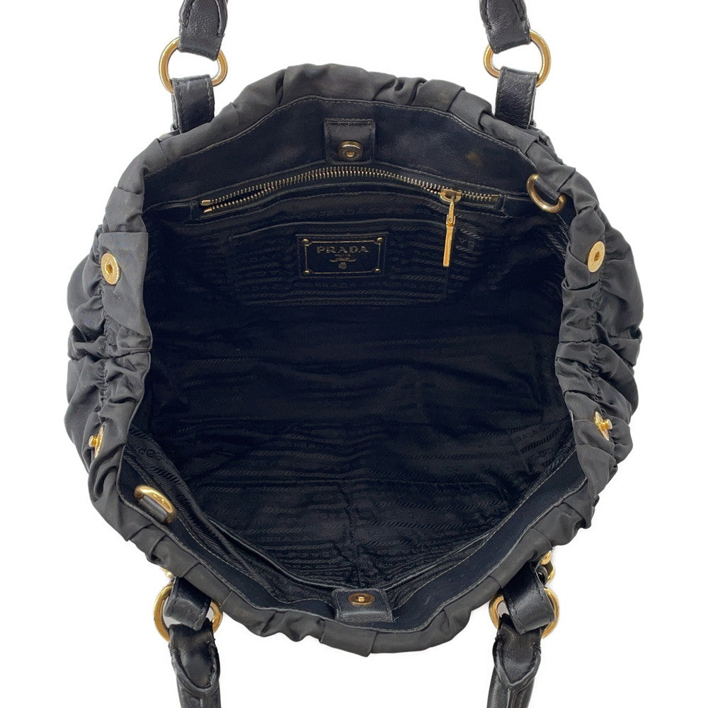 PRADA Gathered 2WAYHandbag BlackBN2346 Nylon Leather