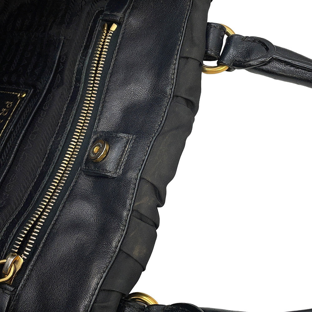 PRADA Gathered 2WAYHandbag BlackBN2346 Nylon Leather