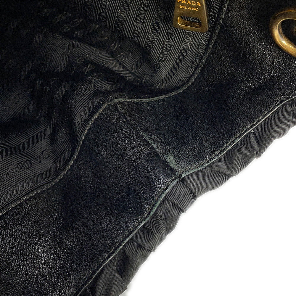 PRADA Gathered 2WAYHandbag BlackBN2346 Nylon Leather