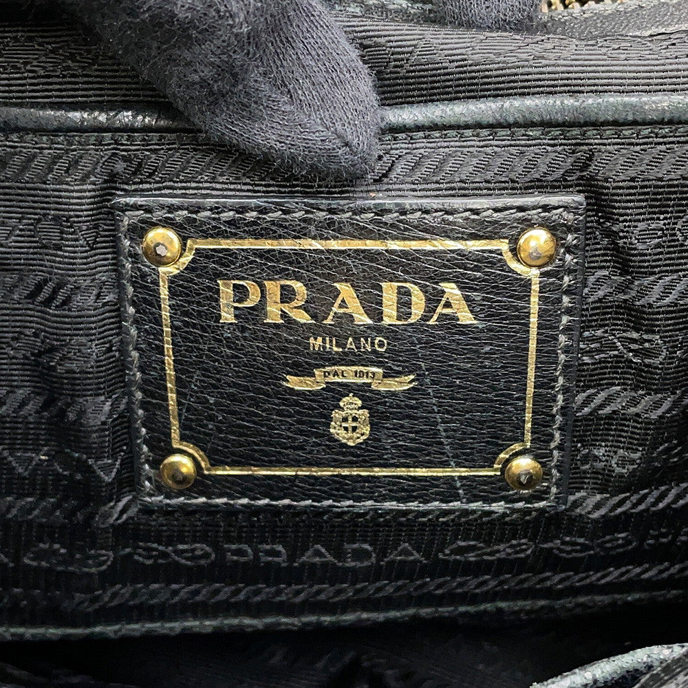 PRADA Gathered 2WAYHandbag BlackBN2346 Nylon Leather