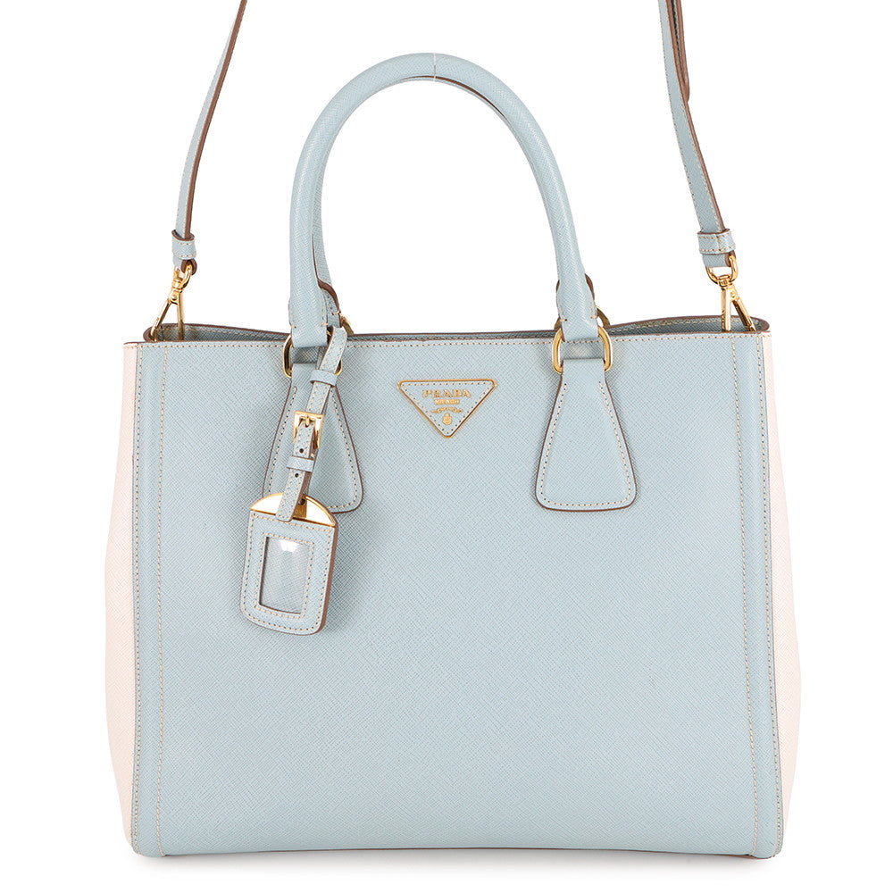 PRADA Saffiano Leather 2WAYHandbag Light Blue/WhiteBN2438 Leather