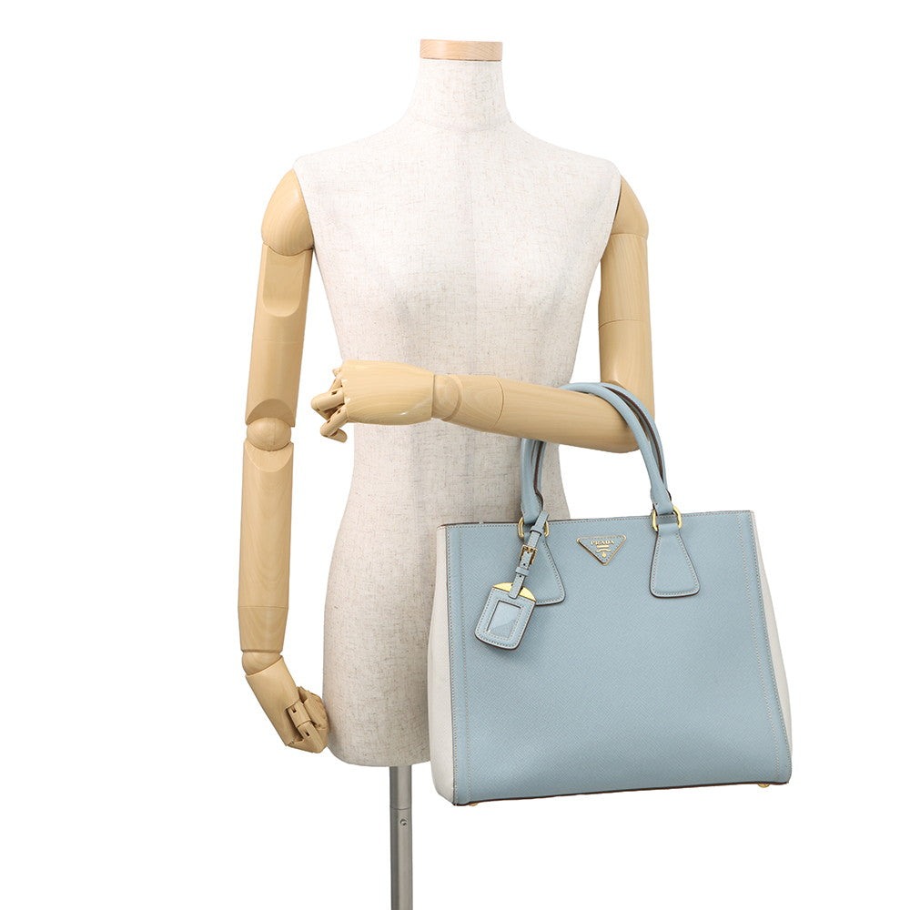 PRADA Saffiano Leather 2WAYHandbag Light Blue/WhiteBN2438 Leather
