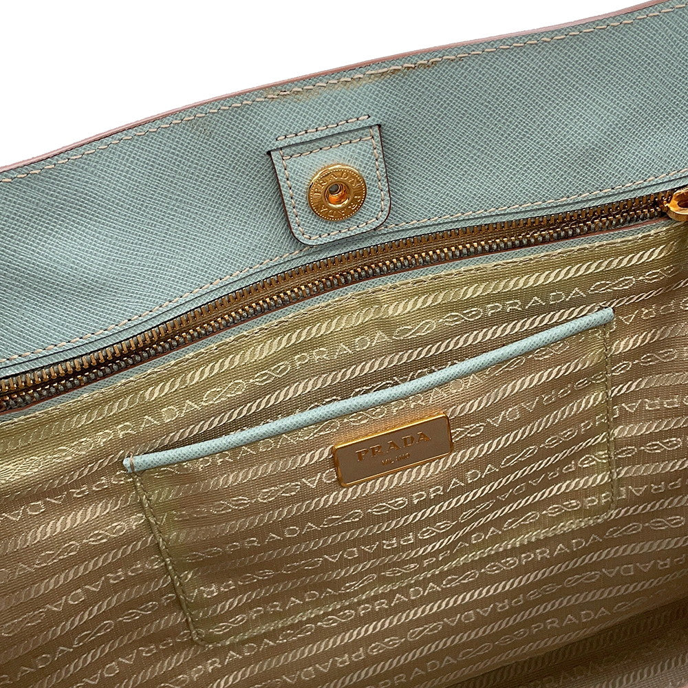 PRADA Saffiano Leather 2WAYHandbag Light Blue/WhiteBN2438 Leather