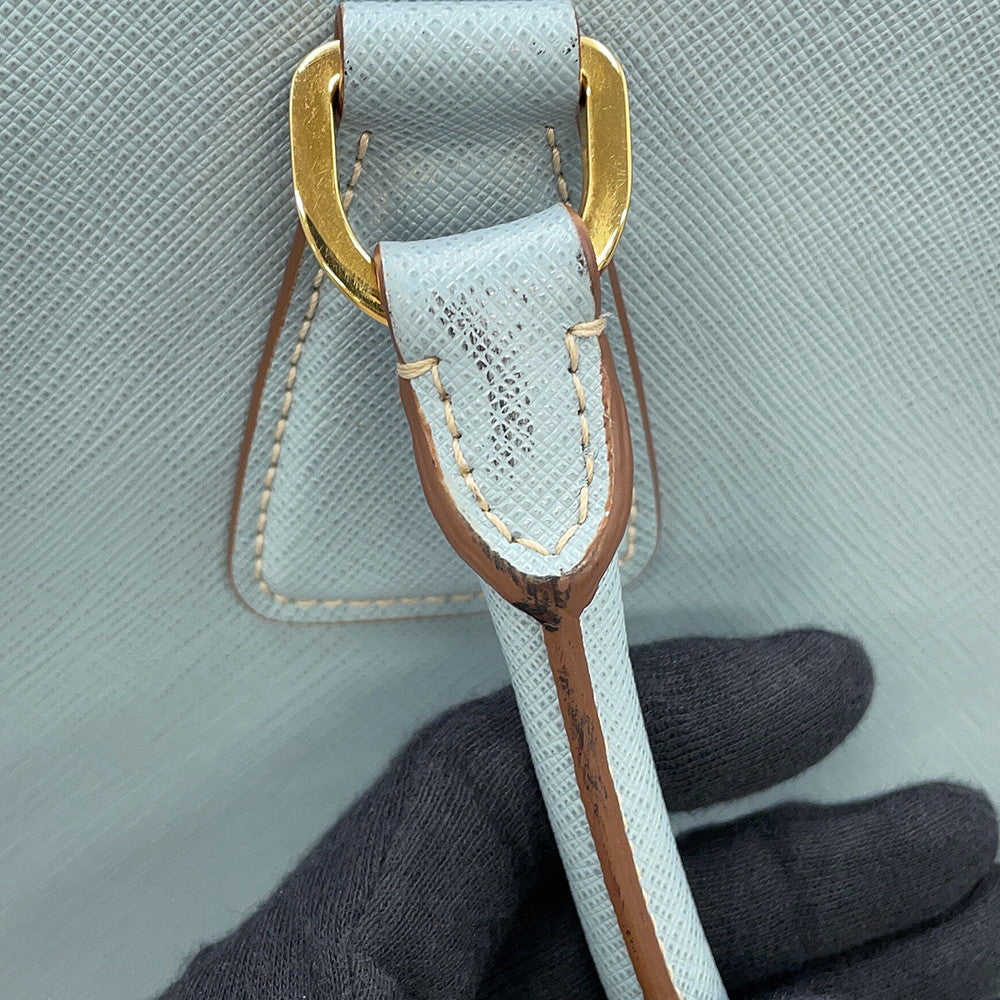 PRADA Saffiano Leather 2WAYHandbag Light Blue/WhiteBN2438 Leather
