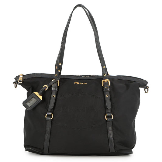 PRADA Logo 2WAY Tote Bag BlackBR4255 Nylon Leather