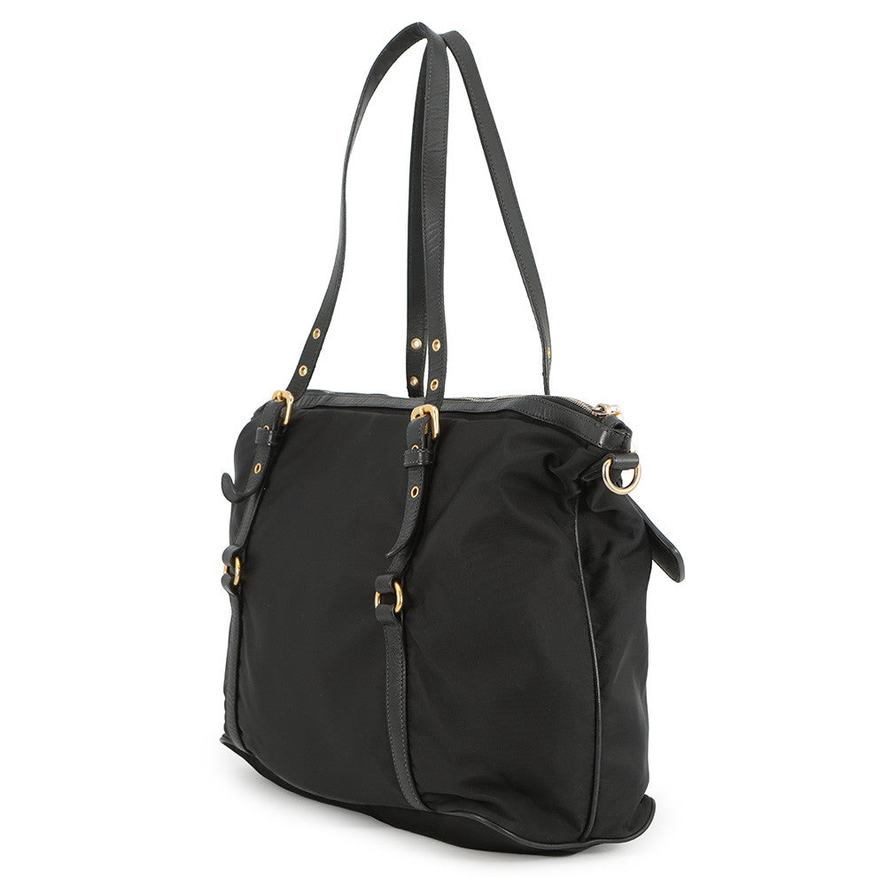 PRADA Logo 2WAY Tote Bag BlackBR4255 Nylon Leather