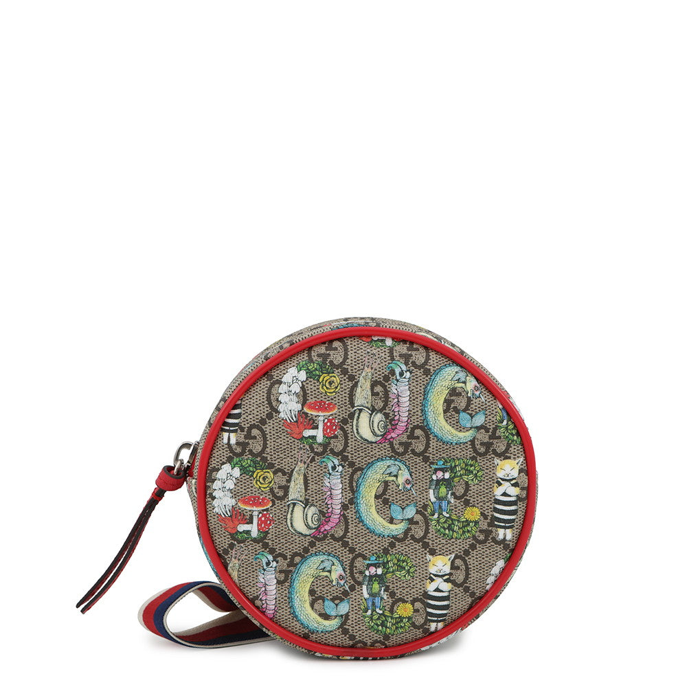 GUCCI GG Supreme Round Waist Pouch in Collaboration with Yuko Higuchi Beige/Multicolor502330 GG Supreme Leather