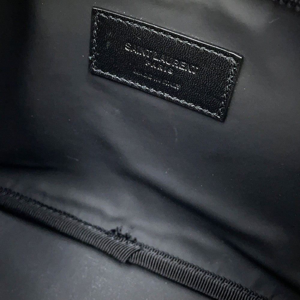 SAINT LAURENT PARIS Leaf motif pouch Green/Black650125 Leather