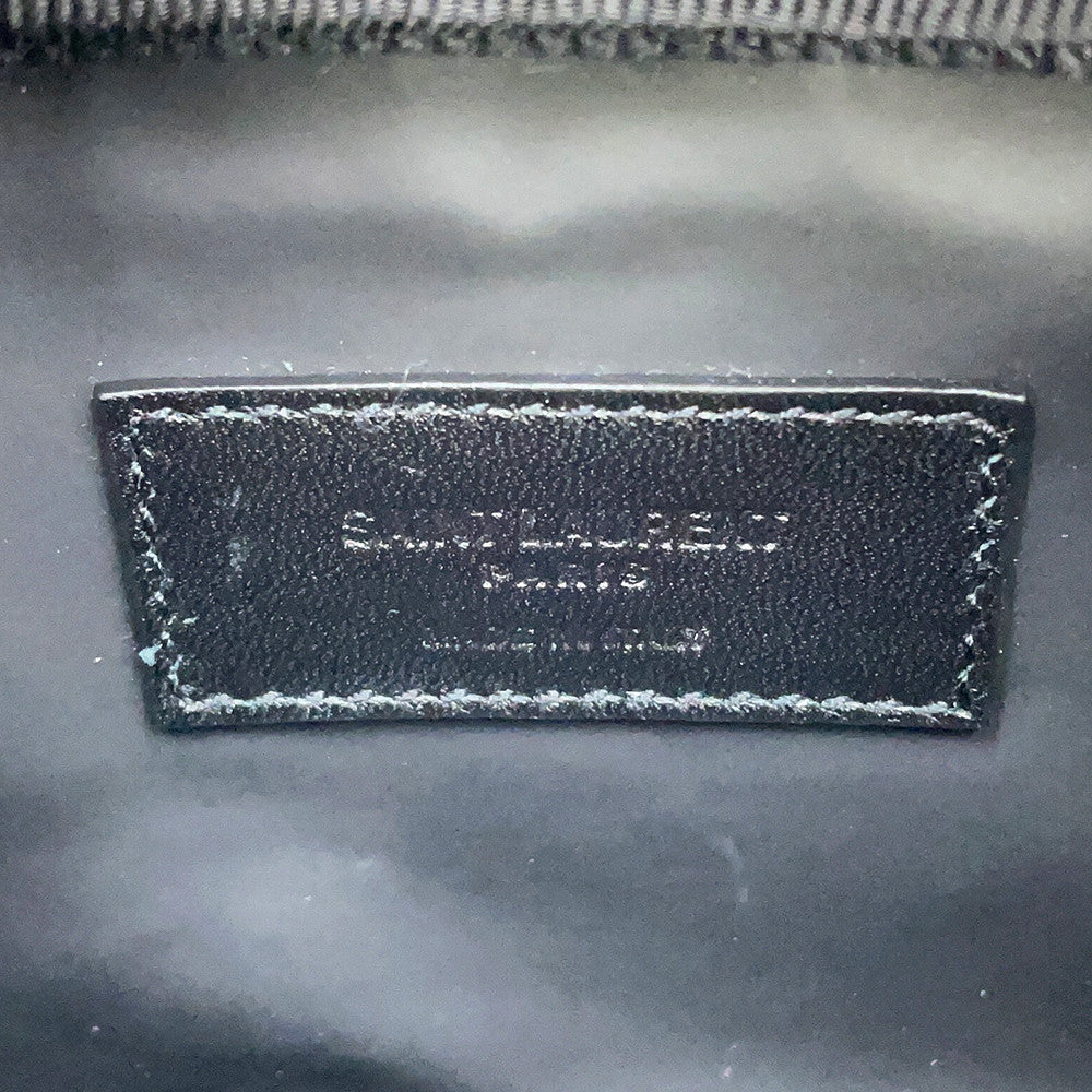 SAINT LAURENT PARIS Leaf motif pouch Green/Black650125 Leather