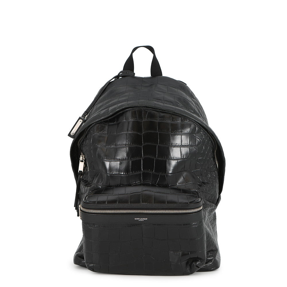 SAINT LAURENT PARIS City Backpack Black534967 Croco embossed leather