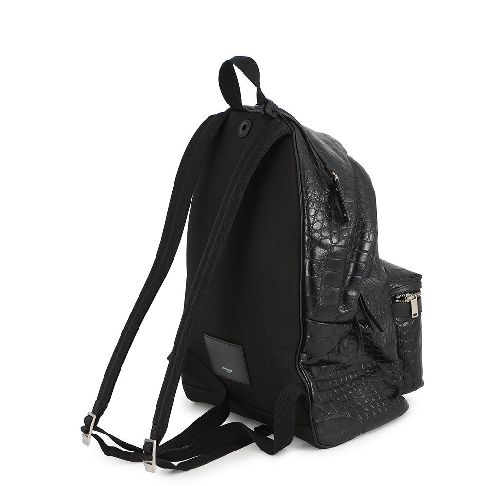 SAINT LAURENT PARIS City Backpack Black534967 Croco embossed leather