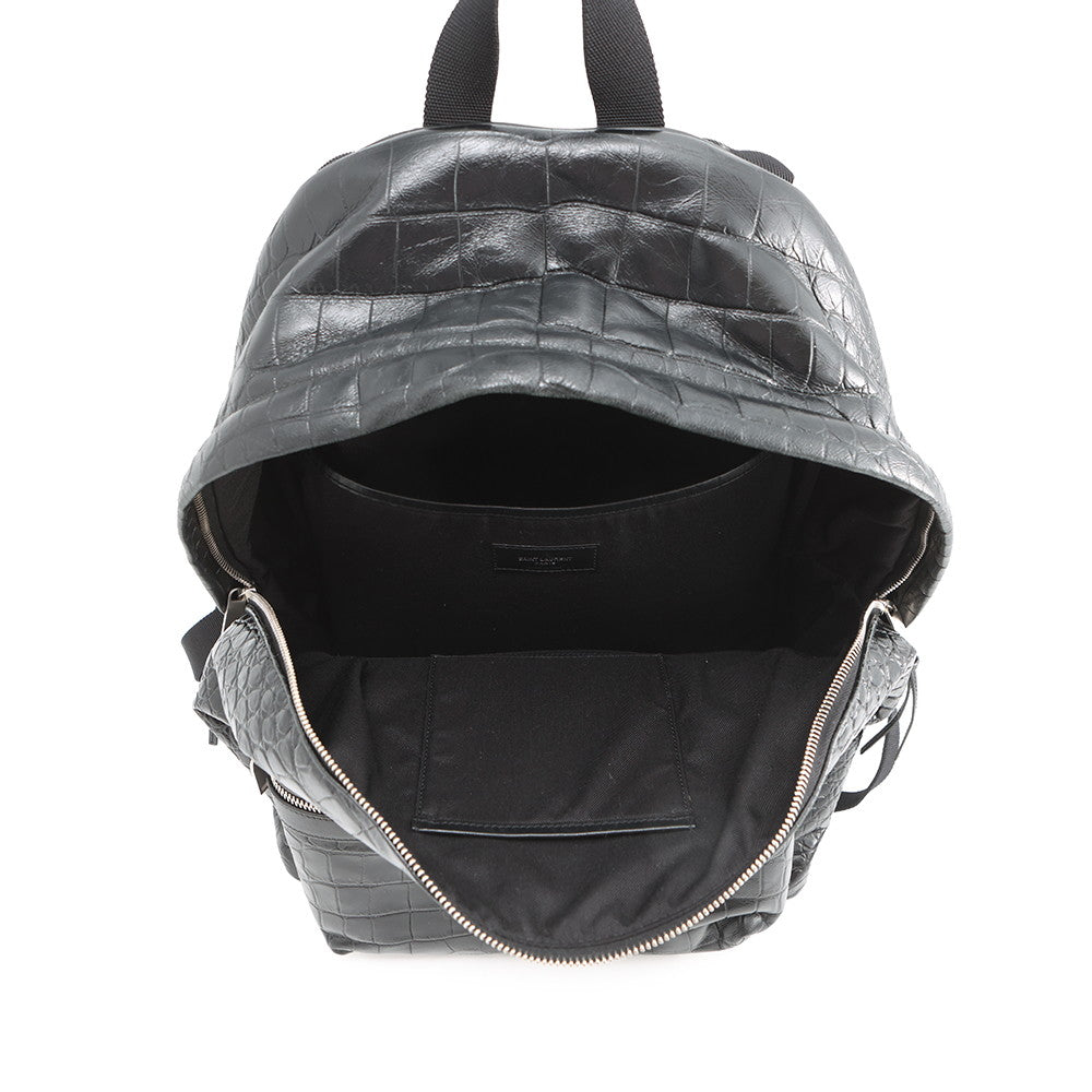 SAINT LAURENT PARIS City Backpack Black534967 Croco embossed leather