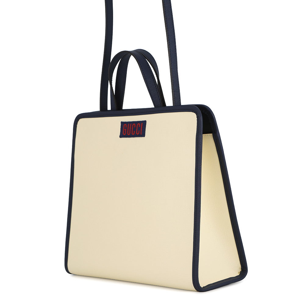 GUCCI Children's Cat 2-way Tote Bag Ivory/Navy/Multicolor630542 Leather