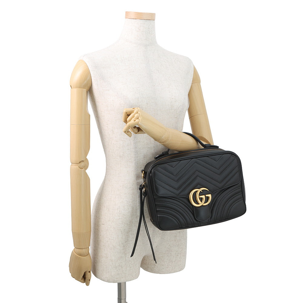 GUCCI GG Marmont 2way Handbag Black498100 Leather