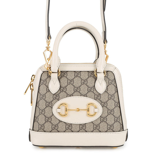 GUCCI Horsebit 2way Handbag Beige/Ivory640716 GG Supreme Leather Size Mini