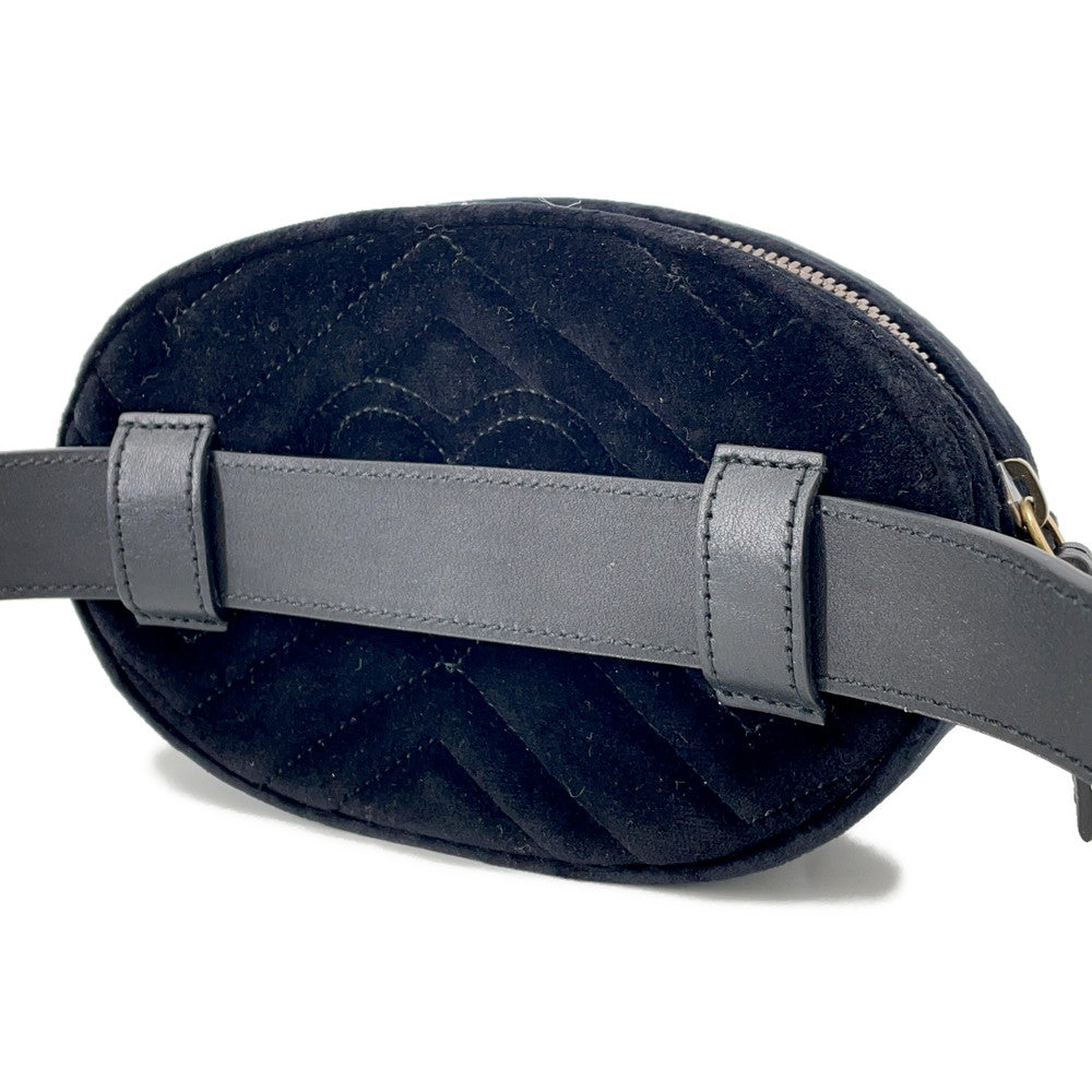 GUCCI GG Marmont Waist Bag Black/Pink476434 Leather Velour