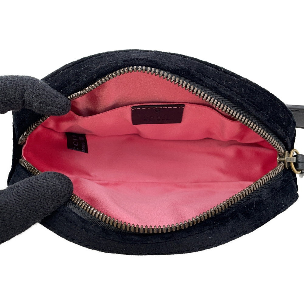 GUCCI GG Marmont Waist Bag Black/Pink476434 Leather Velour