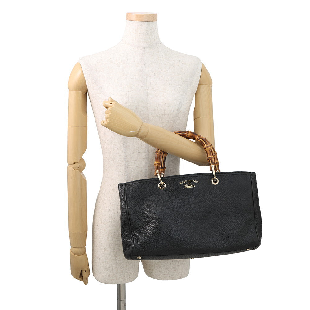GUCCI Bamboo 2way Handbag Black323660 Leather Size Medium