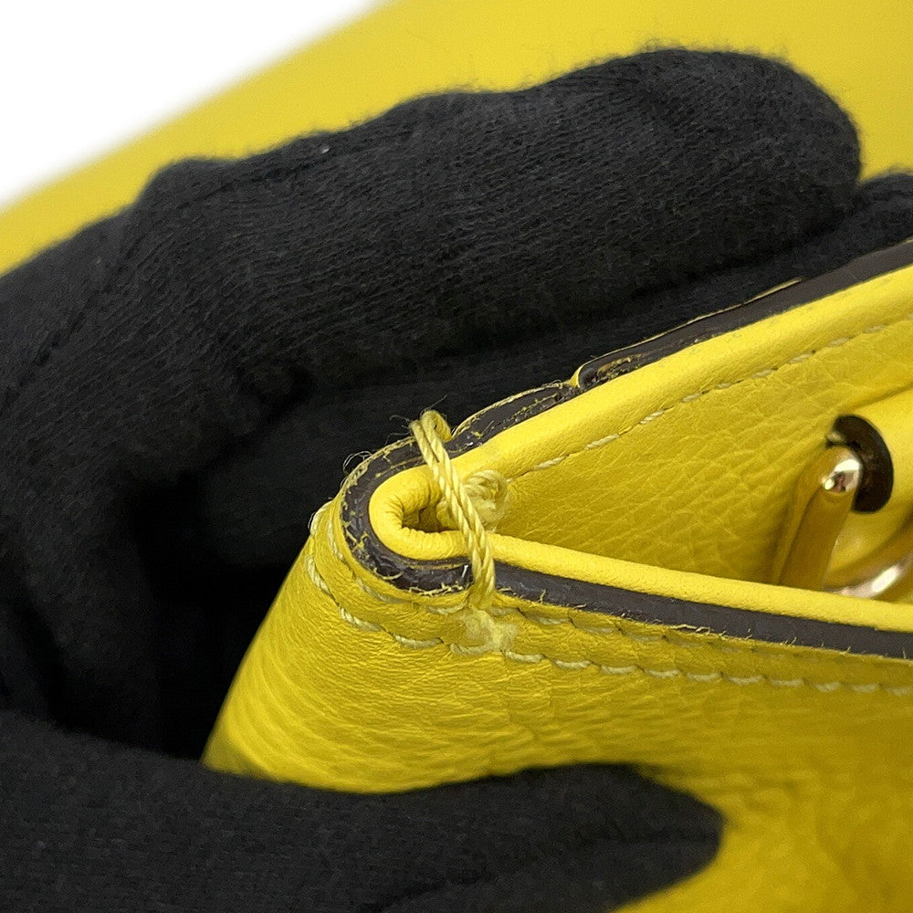 GUCCI Bamboo Shopper Tote Bag Yellow/Beige323658 Leather Size Large
