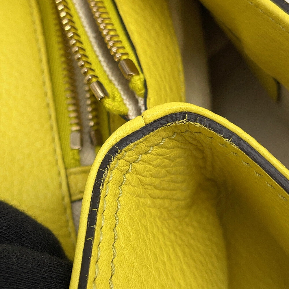 GUCCI Bamboo Shopper Tote Bag Yellow/Beige323658 Leather Size Large