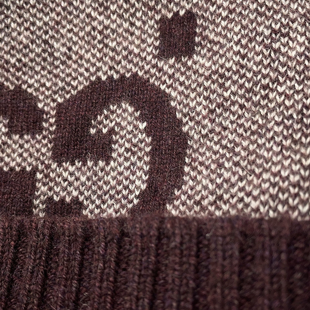 GUCCI GG logo knit hat Size M Bordeaux/White676827 Cashmere100%