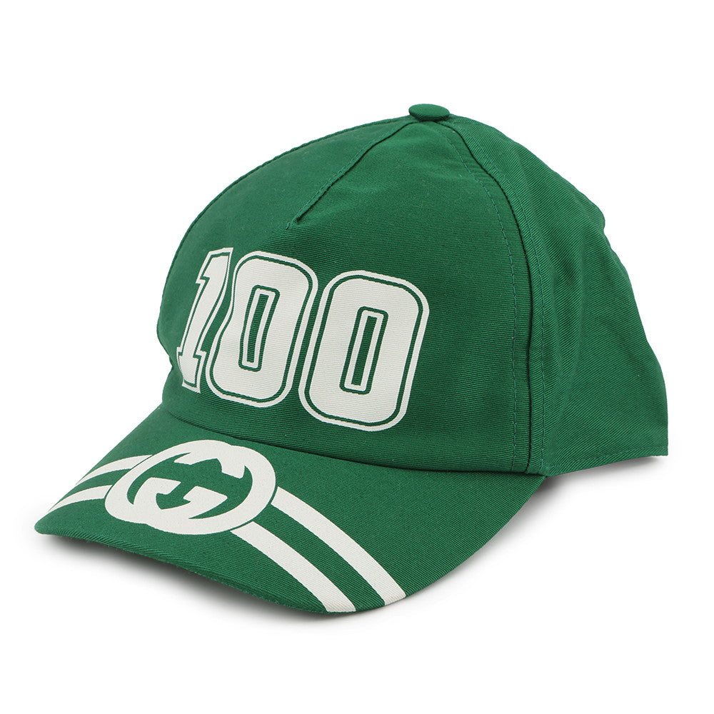 GUCCI Interlocking G Baseball Cap Size XXS Green/White673081 Cotton Leather