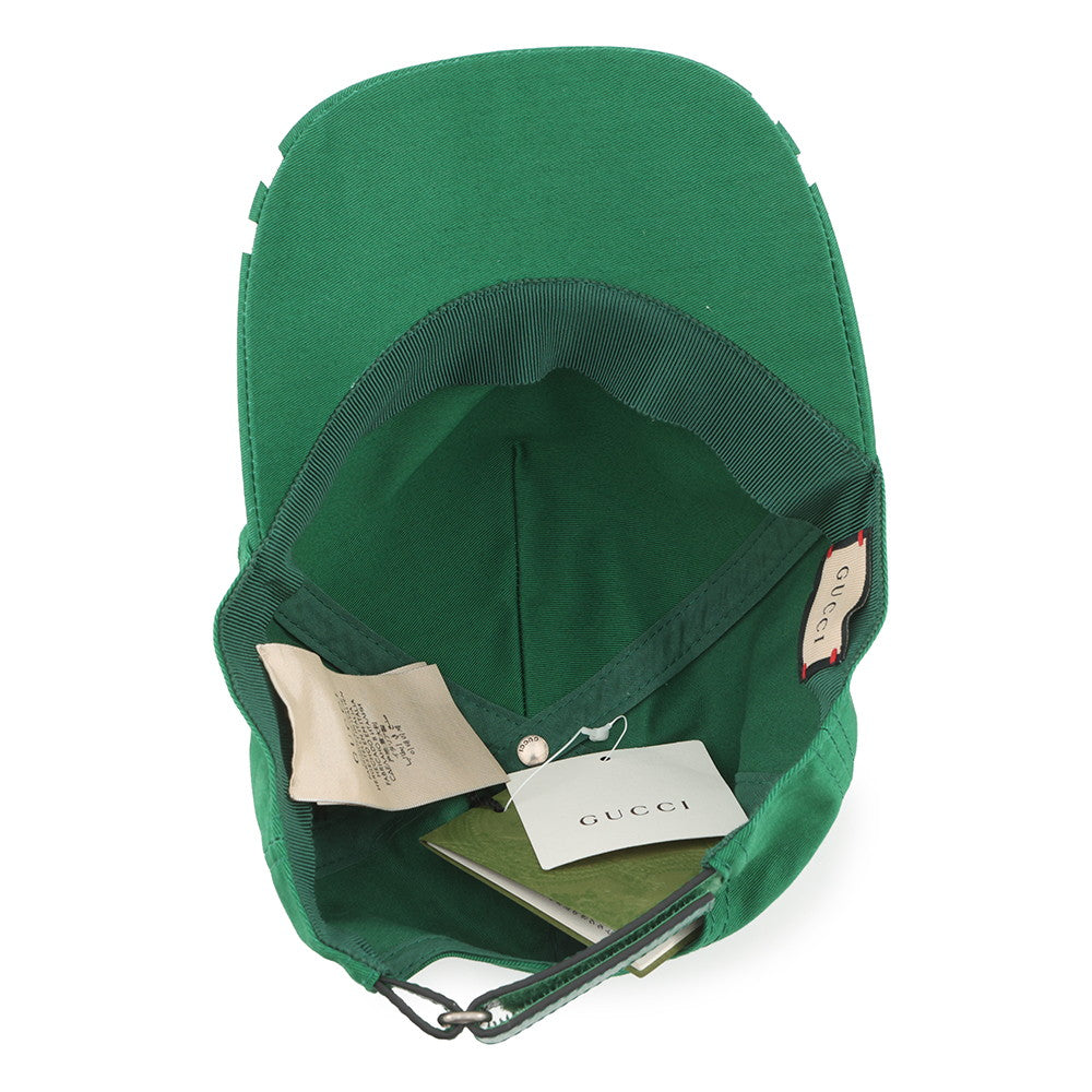 GUCCI Interlocking G Baseball Cap Size XXS Green/White673081 Cotton Leather