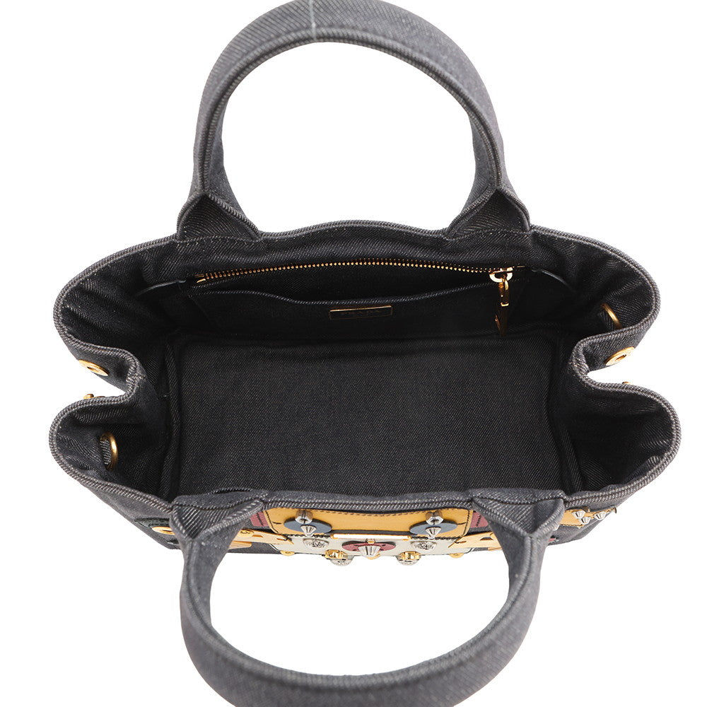 PRADA Robot Canapa 2-way Tote Bag Navy/Multicolor1BG439 Canvas
