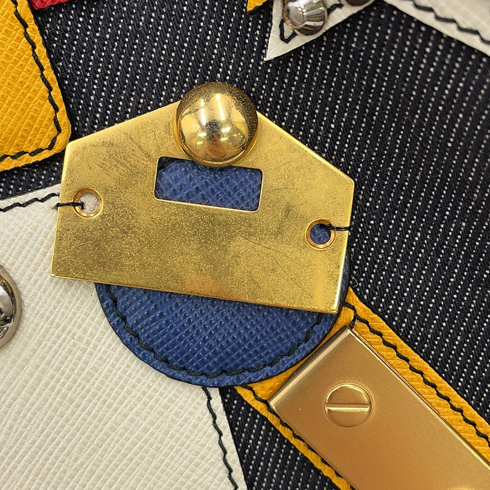 PRADA Robot Canapa 2-way Tote Bag Navy/Multicolor1BG439 Canvas