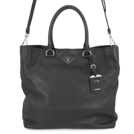 PRADA Vitello Dino Tote Bag Black1BG006 Leather
