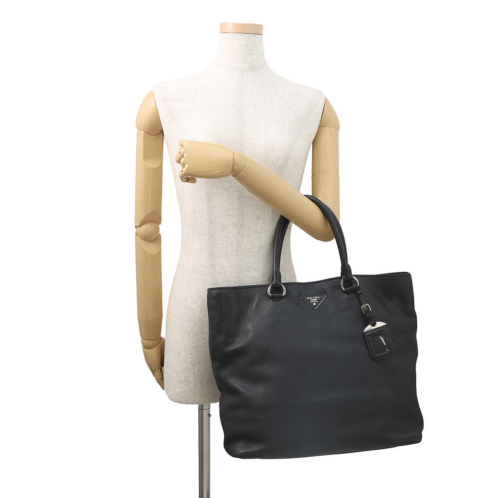 PRADA Vitello Dino Tote Bag Black1BG006 Leather