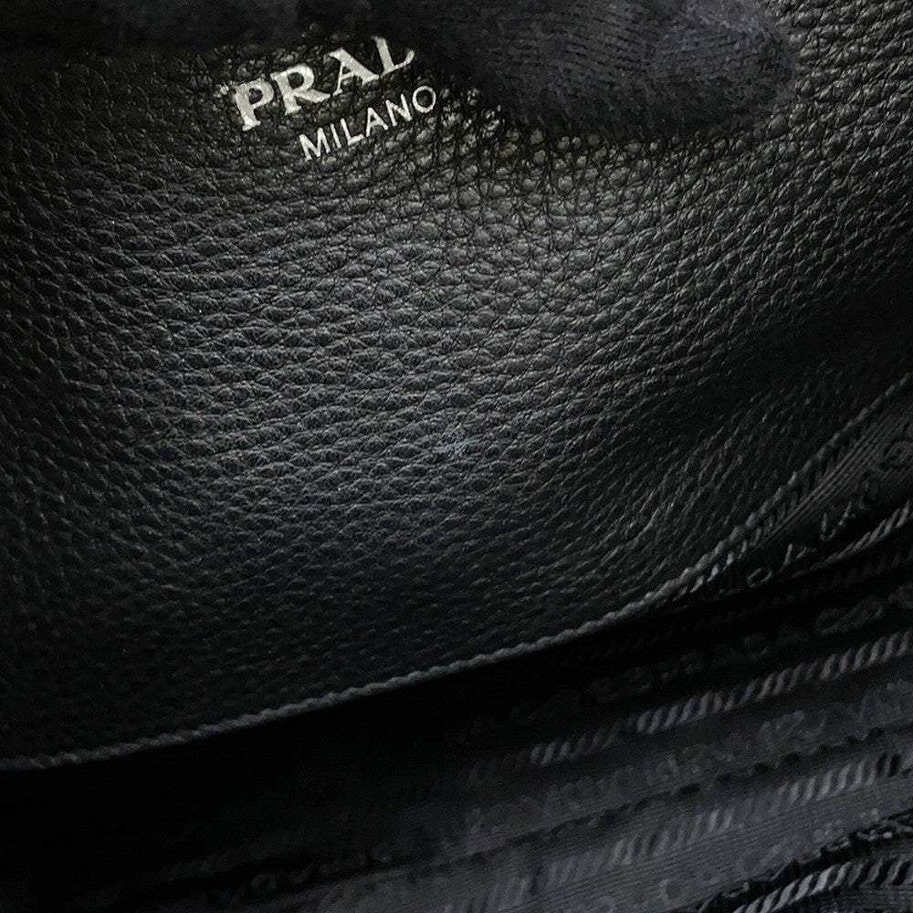 PRADA Vitello Dino Tote Bag Black1BG006 Leather