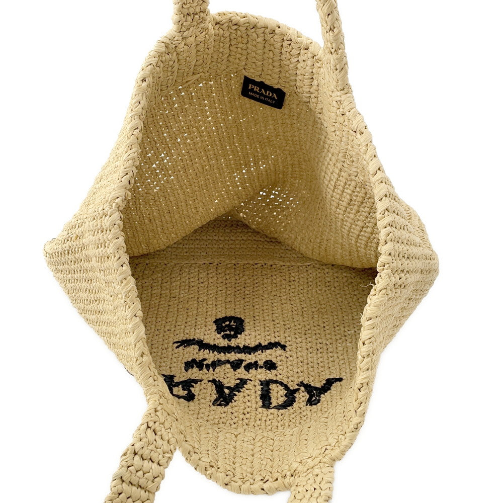 PRADA Crochet Tote Bag Beige1BG392 Raffia