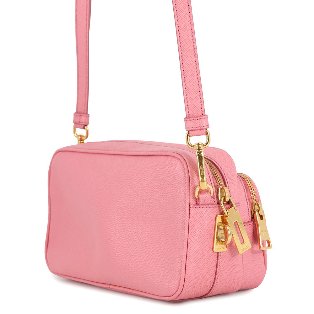 PRADA Triangle Logo Shoulder Bag PinkBT1010 Saffiano LeatherLeather