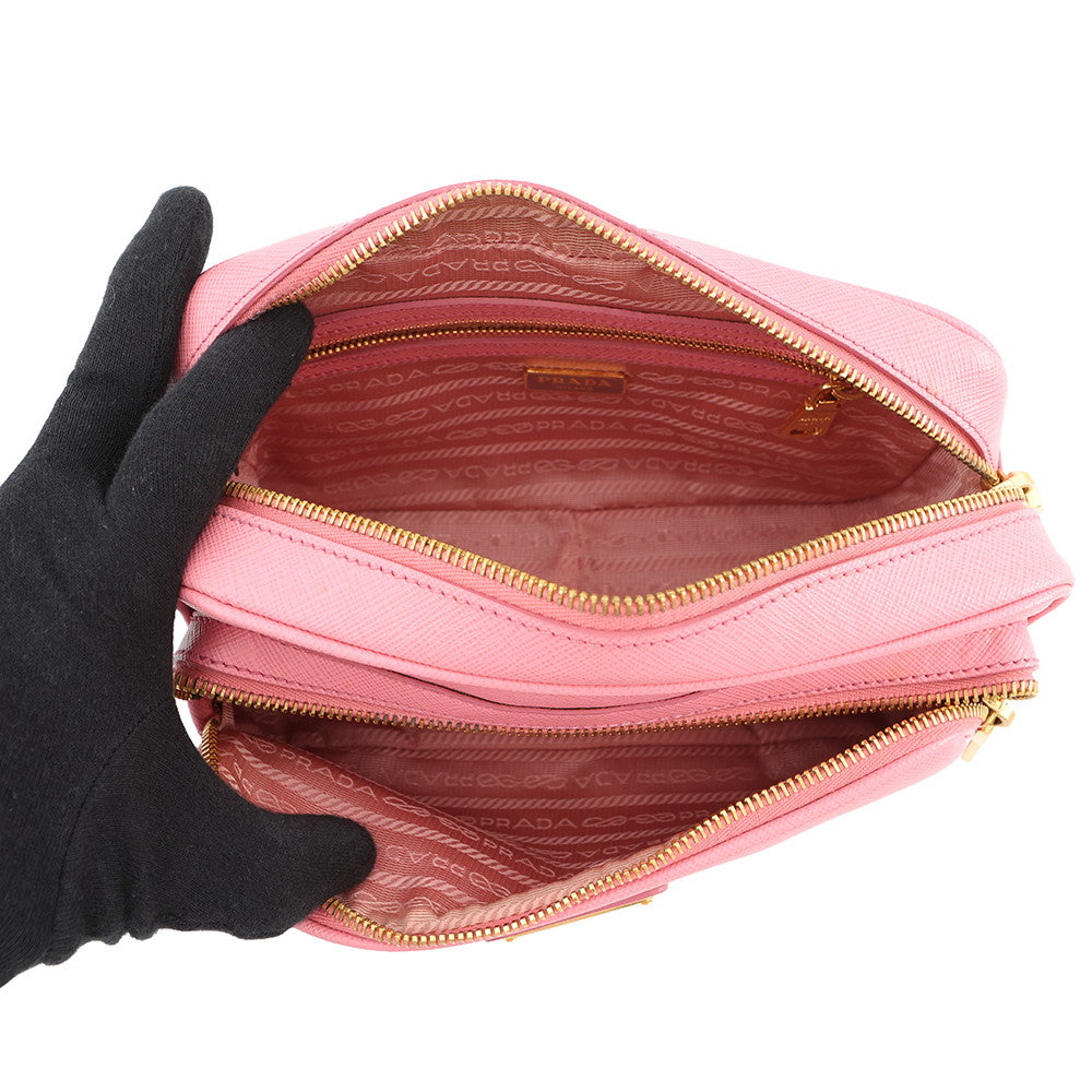 PRADA Triangle Logo Shoulder Bag PinkBT1010 Saffiano LeatherLeather