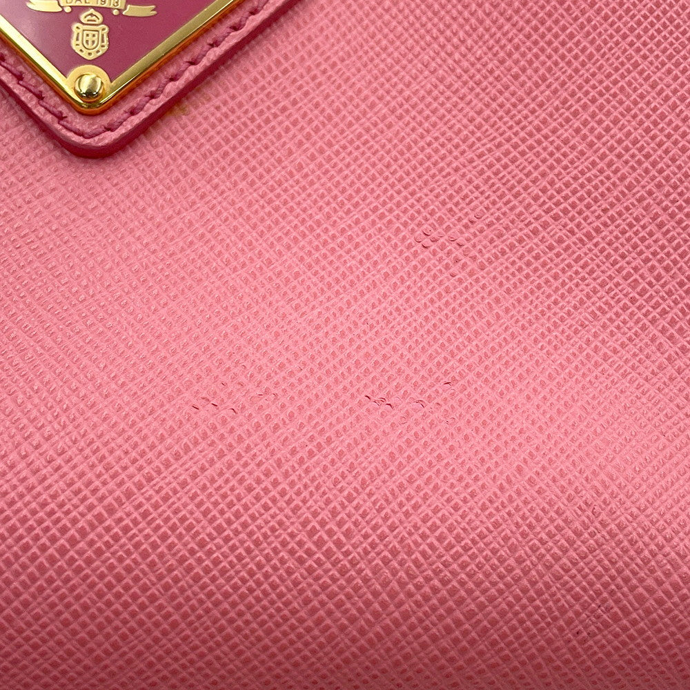 PRADA Triangle Logo Shoulder Bag PinkBT1010 Saffiano LeatherLeather
