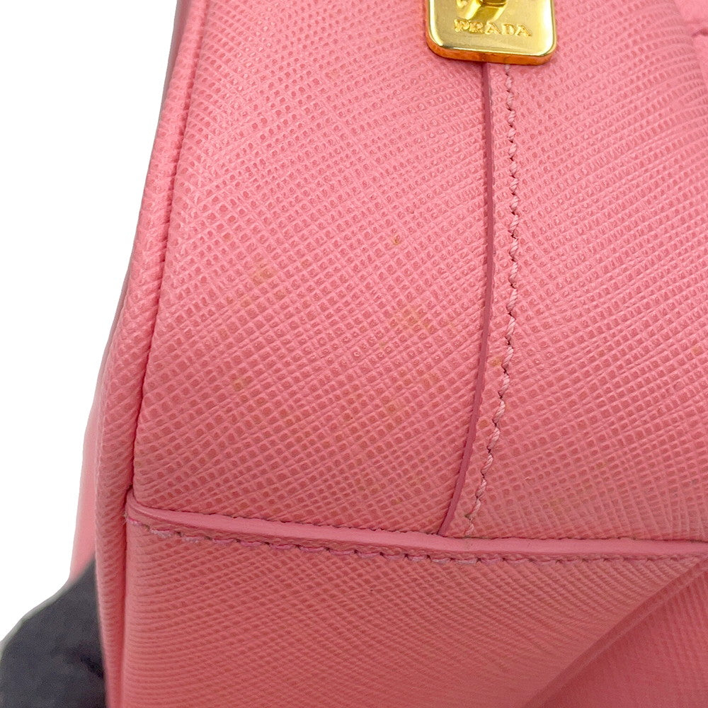 PRADA Triangle Logo Shoulder Bag PinkBT1010 Saffiano LeatherLeather