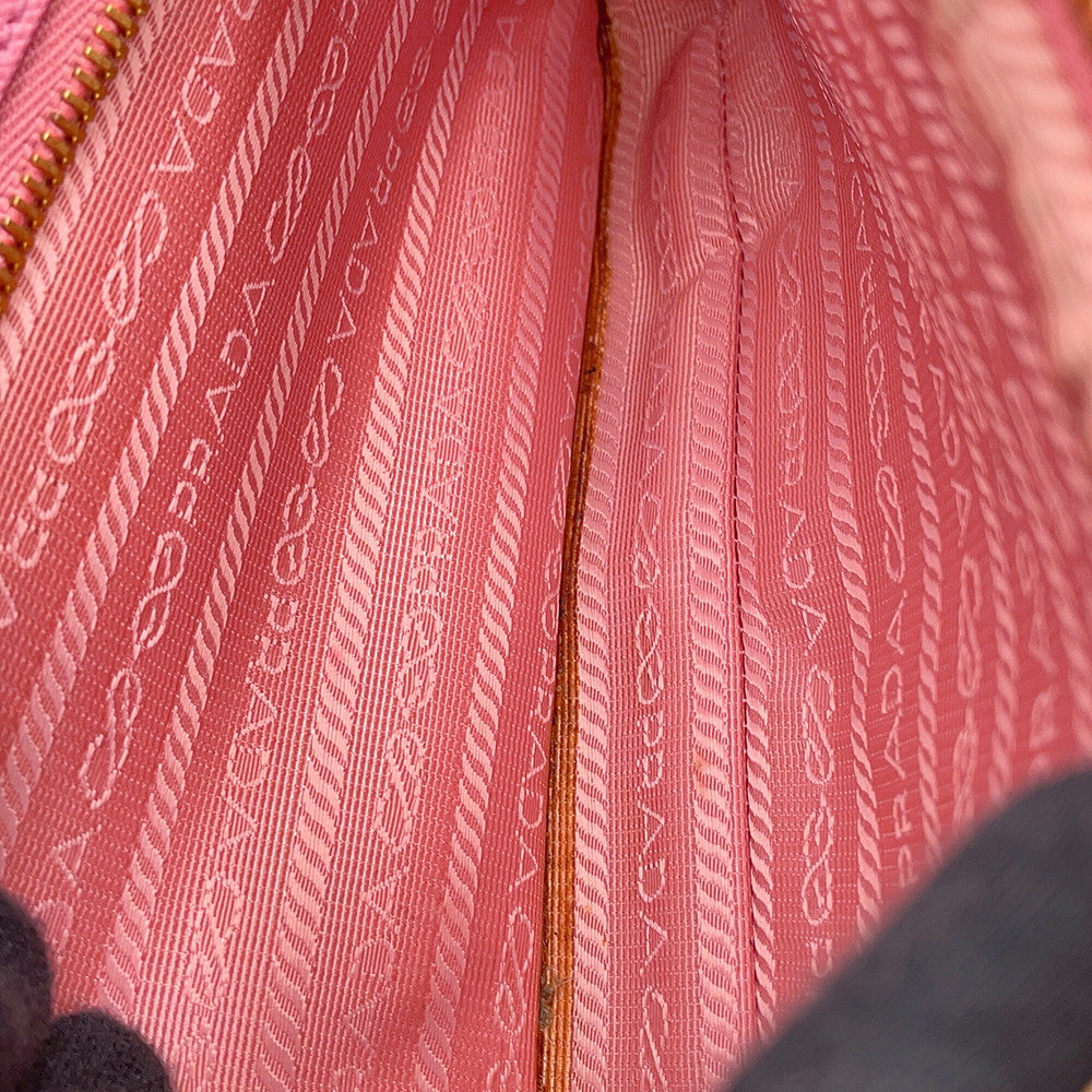 PRADA Triangle Logo Shoulder Bag PinkBT1010 Saffiano LeatherLeather