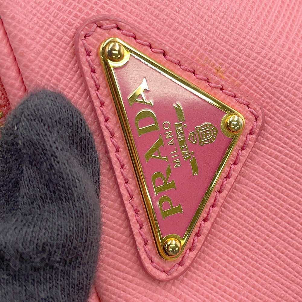 PRADA Triangle Logo Shoulder Bag PinkBT1010 Saffiano LeatherLeather