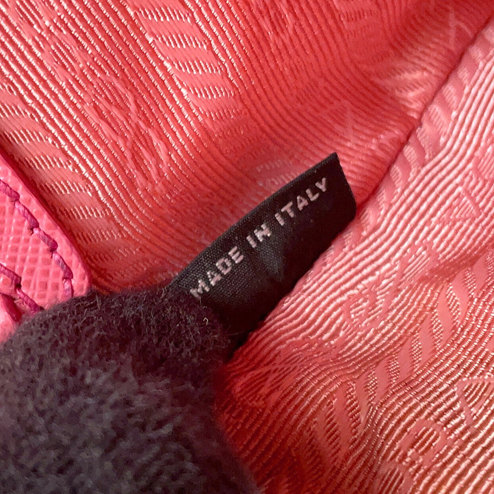 PRADA Triangle Logo Shoulder Bag PinkBT1010 Saffiano LeatherLeather